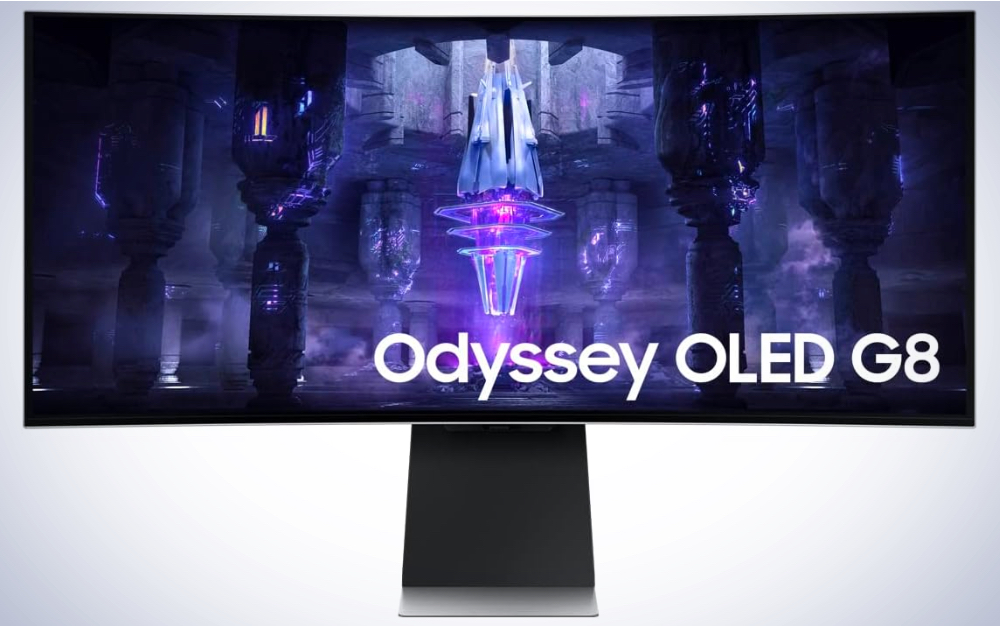Samsung Odyssey OLED G8 on a plain white background.