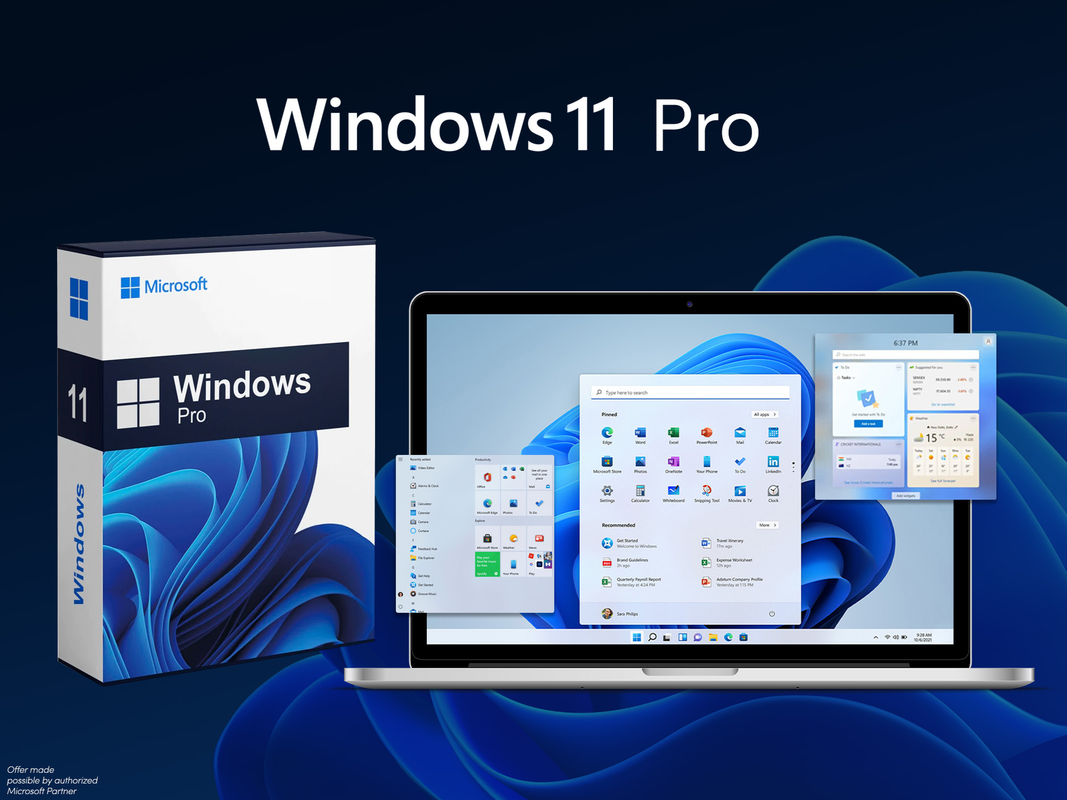 A laptop with Windows 11 Pro on a plain background.