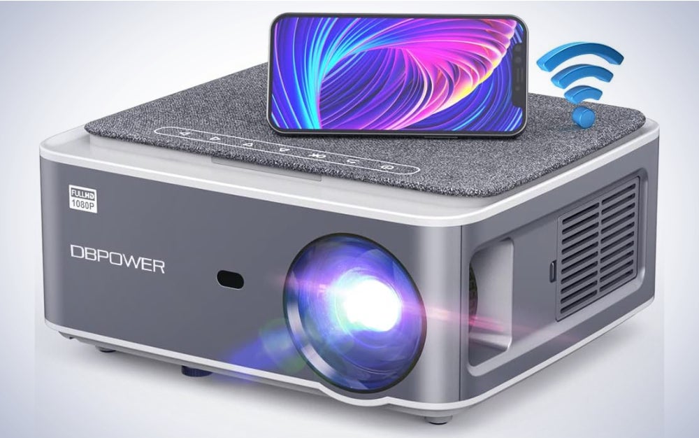 DBPOWER Native 1080P 5G 4K WiFi Projector on a plain white background.