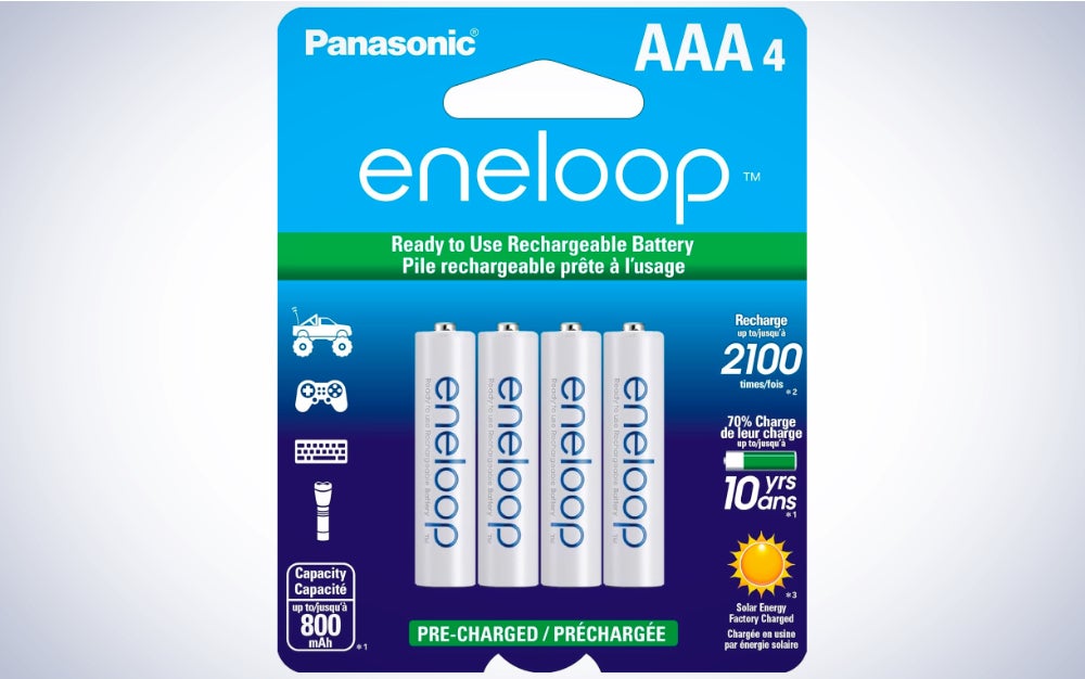 Panasonic Eneloop Batteries on a plain white background.