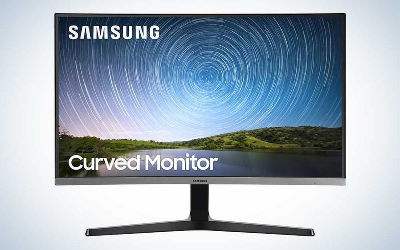A Samsung 27-Inch CR50 Frameless Curved Gaming Monitor on a plain background.
