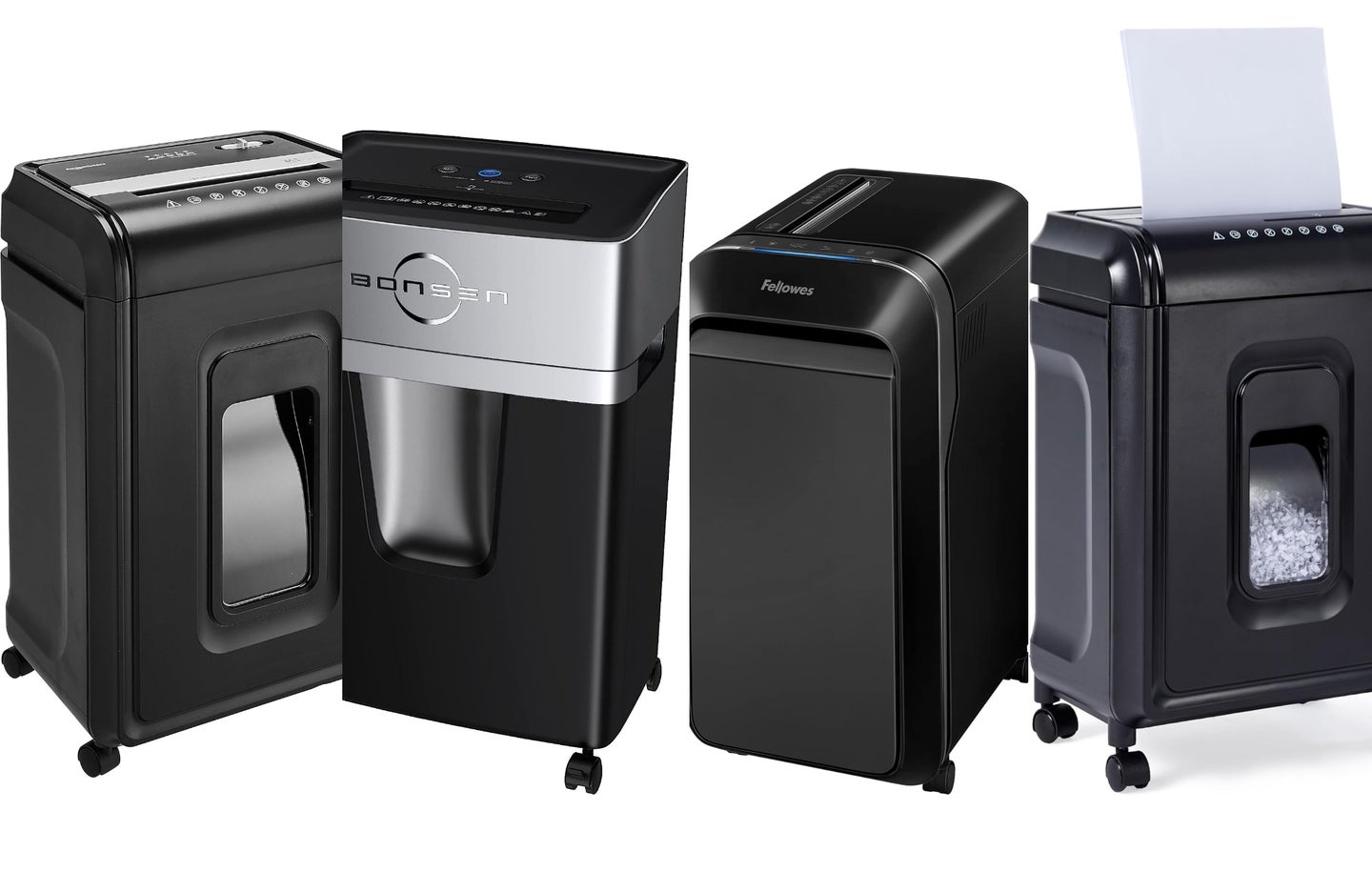 The best paper shredders for small offices on a plain white background.
