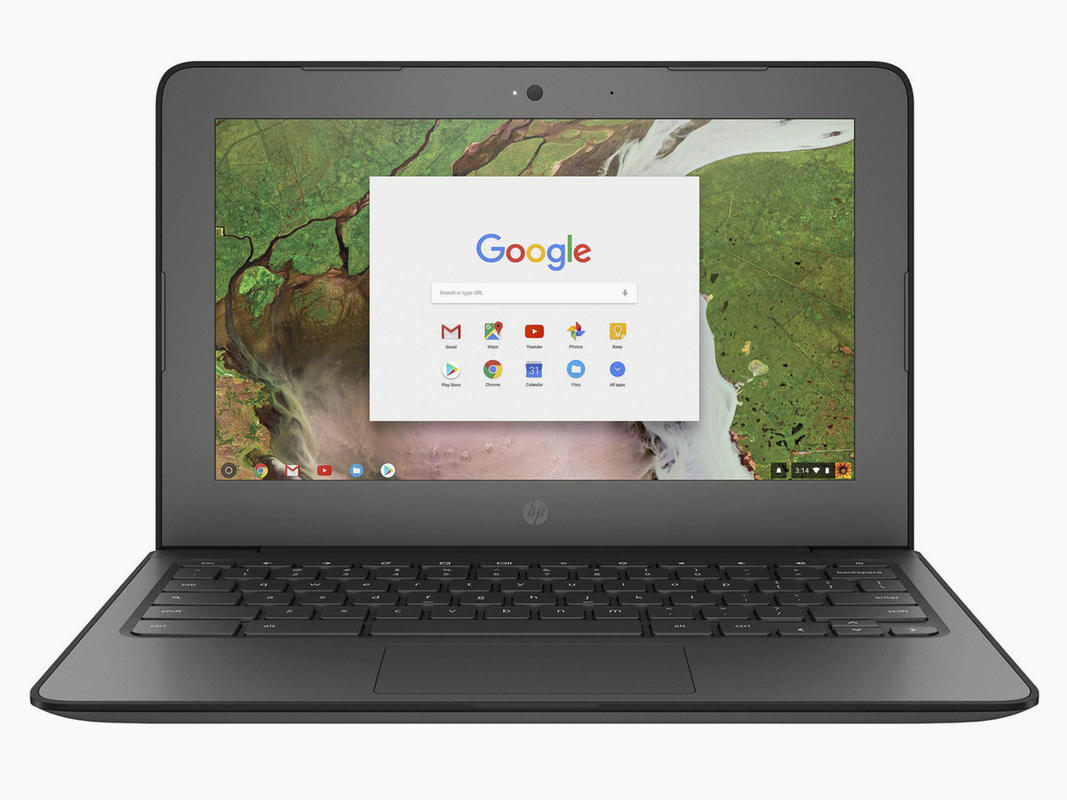 An Education Edition Chromebook on a plain background.