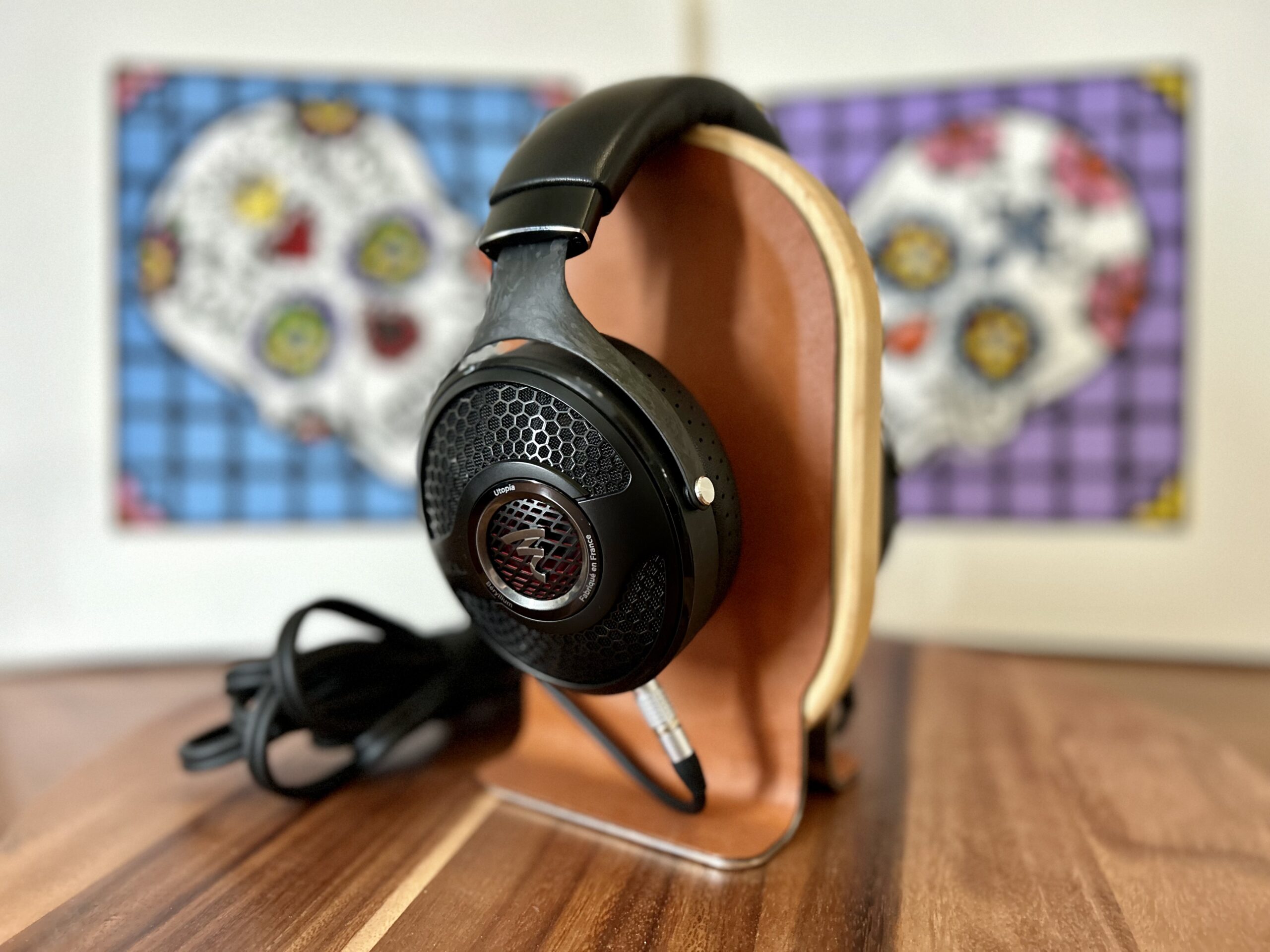 Focal Utopia headphones on a stand