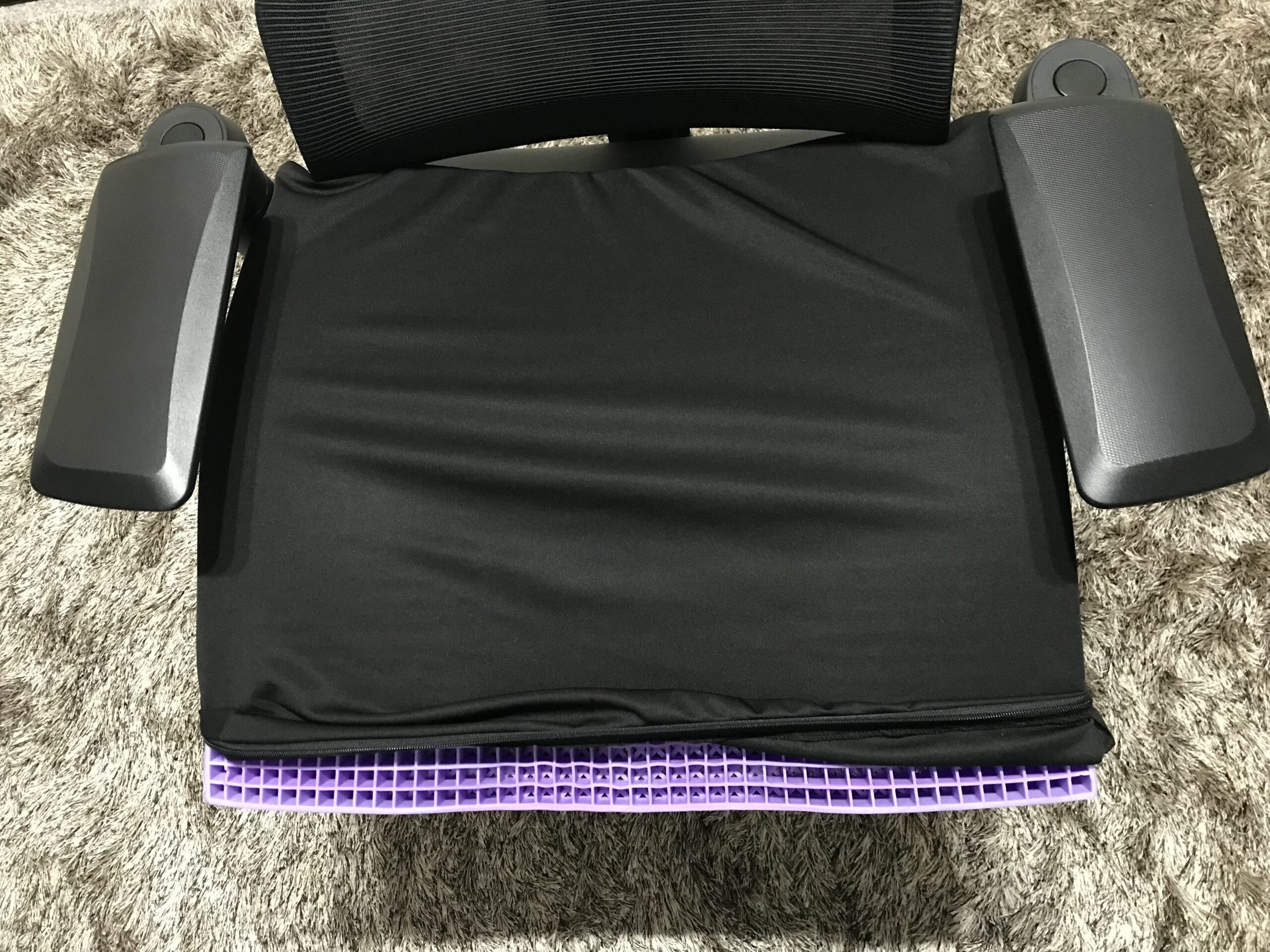 Purple Ultimate Seat Cushion on a chair.