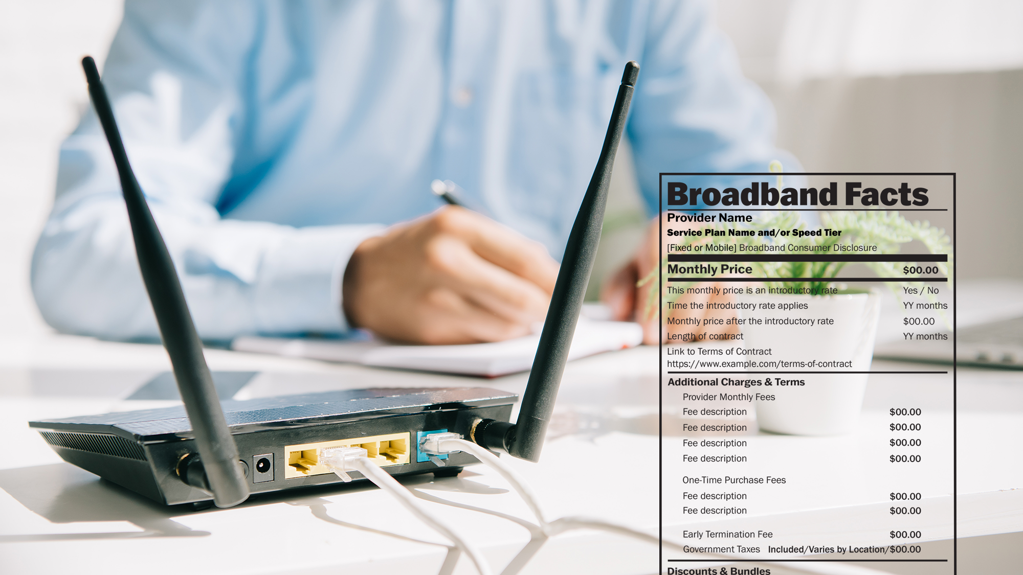 New broadband nutrition labels will force internet providers to disclose when they add router fees and other additional charges to monthly broadband bills.