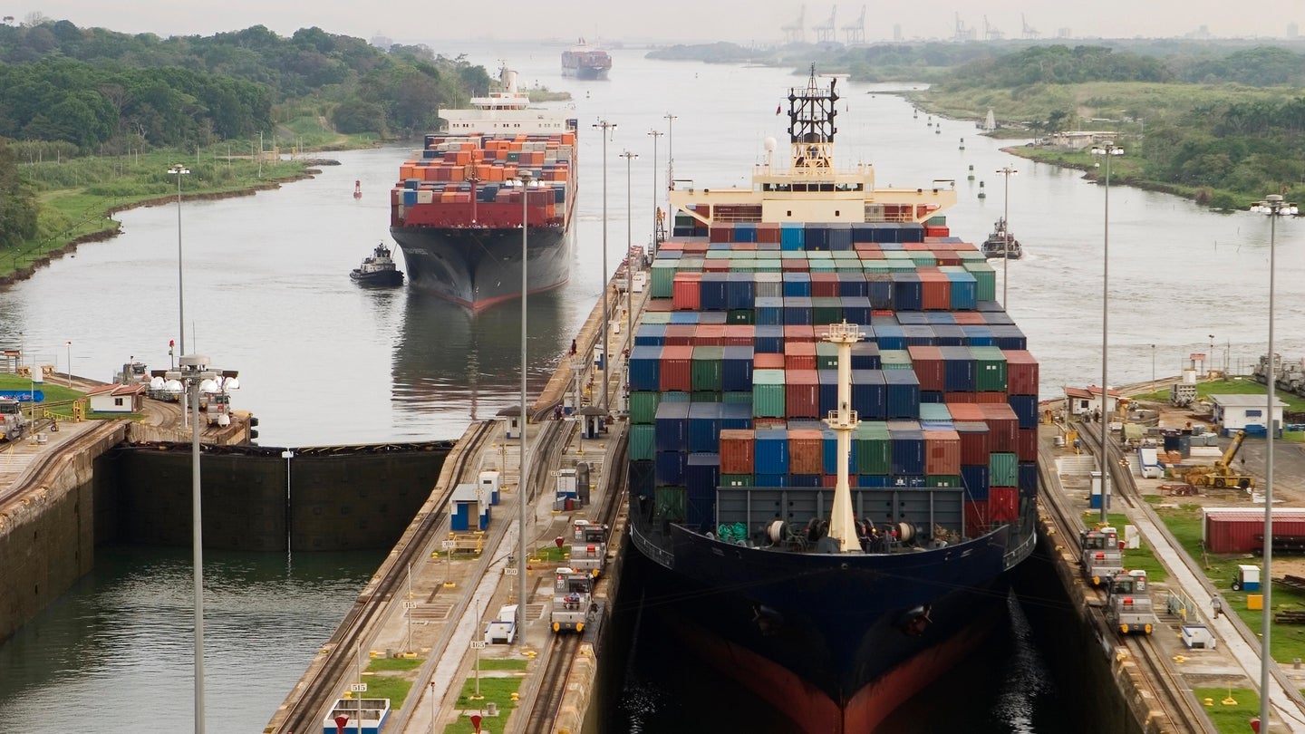 Cargo Ship in Panama Canal
