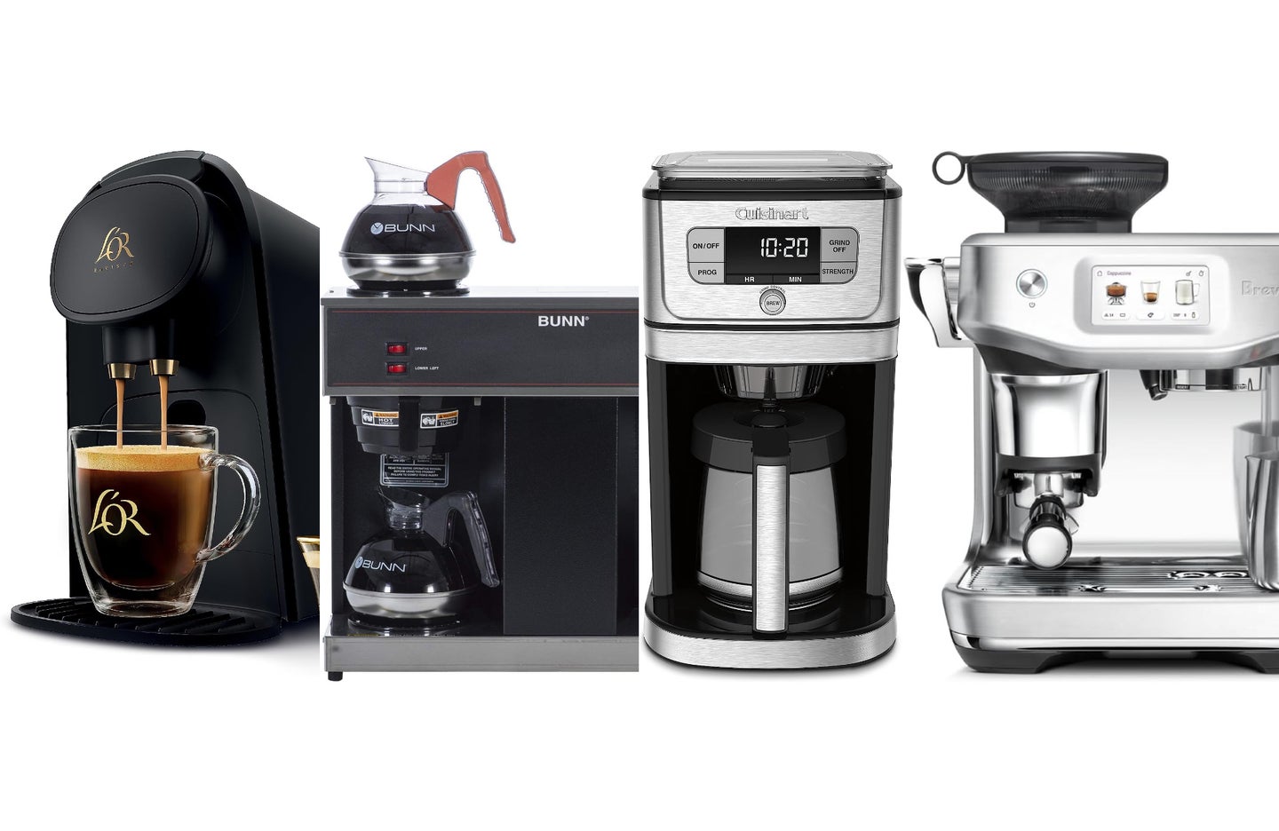The best coffee machines for offices in 2024 on a plain white background.