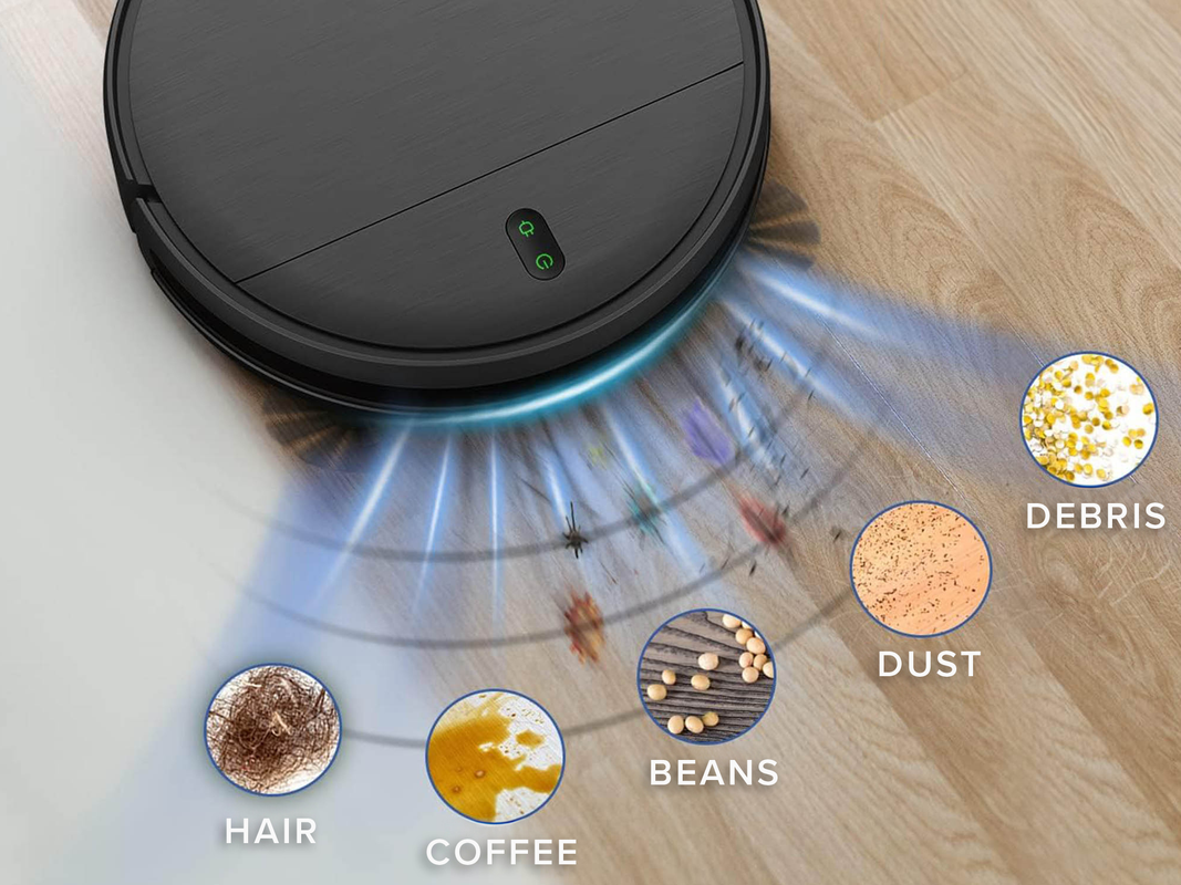 A 2-in-1 robovac mopping a floor.