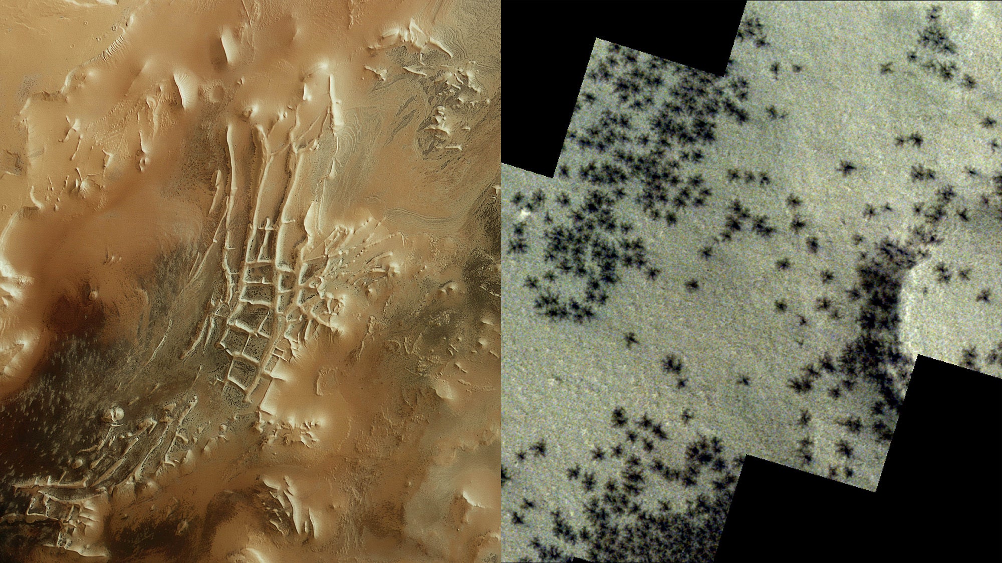 Los géiseres gaseosos crean ‘arañas’ en Marte