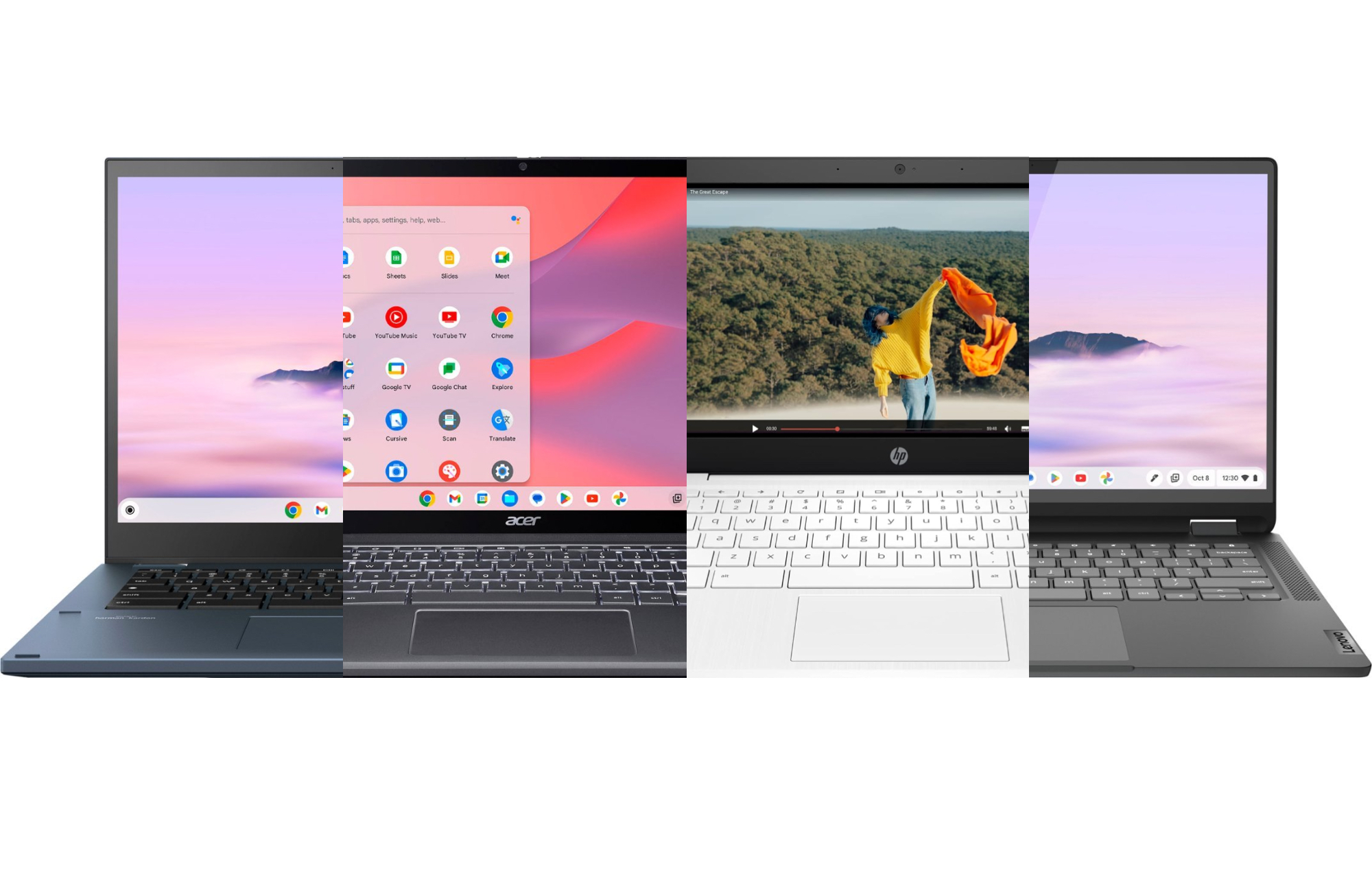 The best Chromebooks for students on a plain white background.