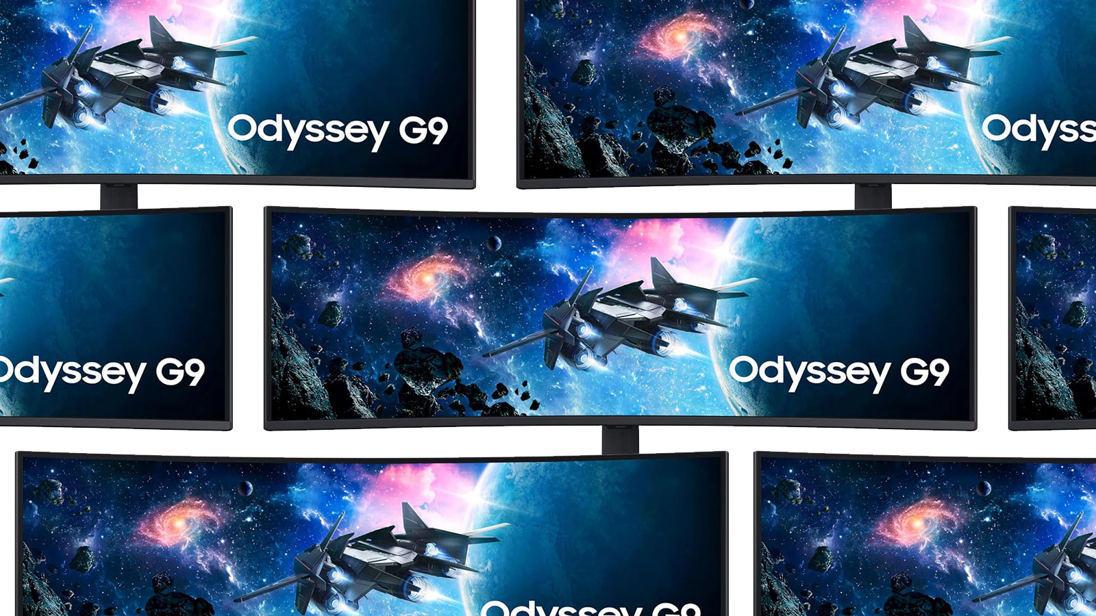 A pattern made of Samsung Odyssey G9 monitors