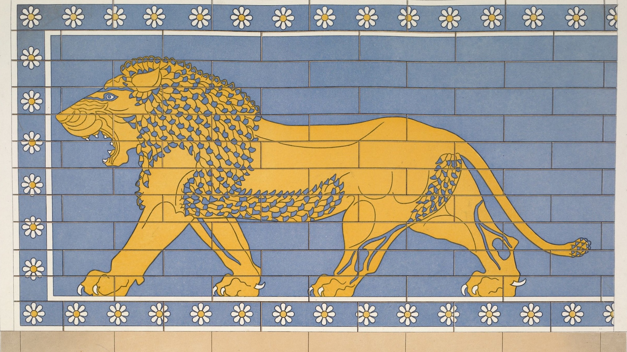 Assyrian mural image of lion