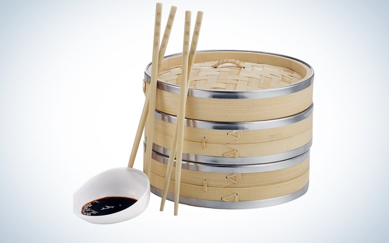 VonShef 10-Inch 2 Tier Bamboo Steamer