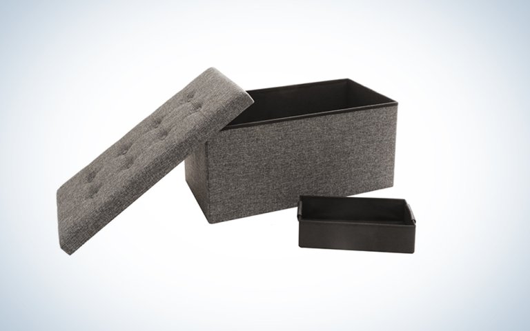 Seville Classics Foldable Tufted Storage Bench/Ottoman