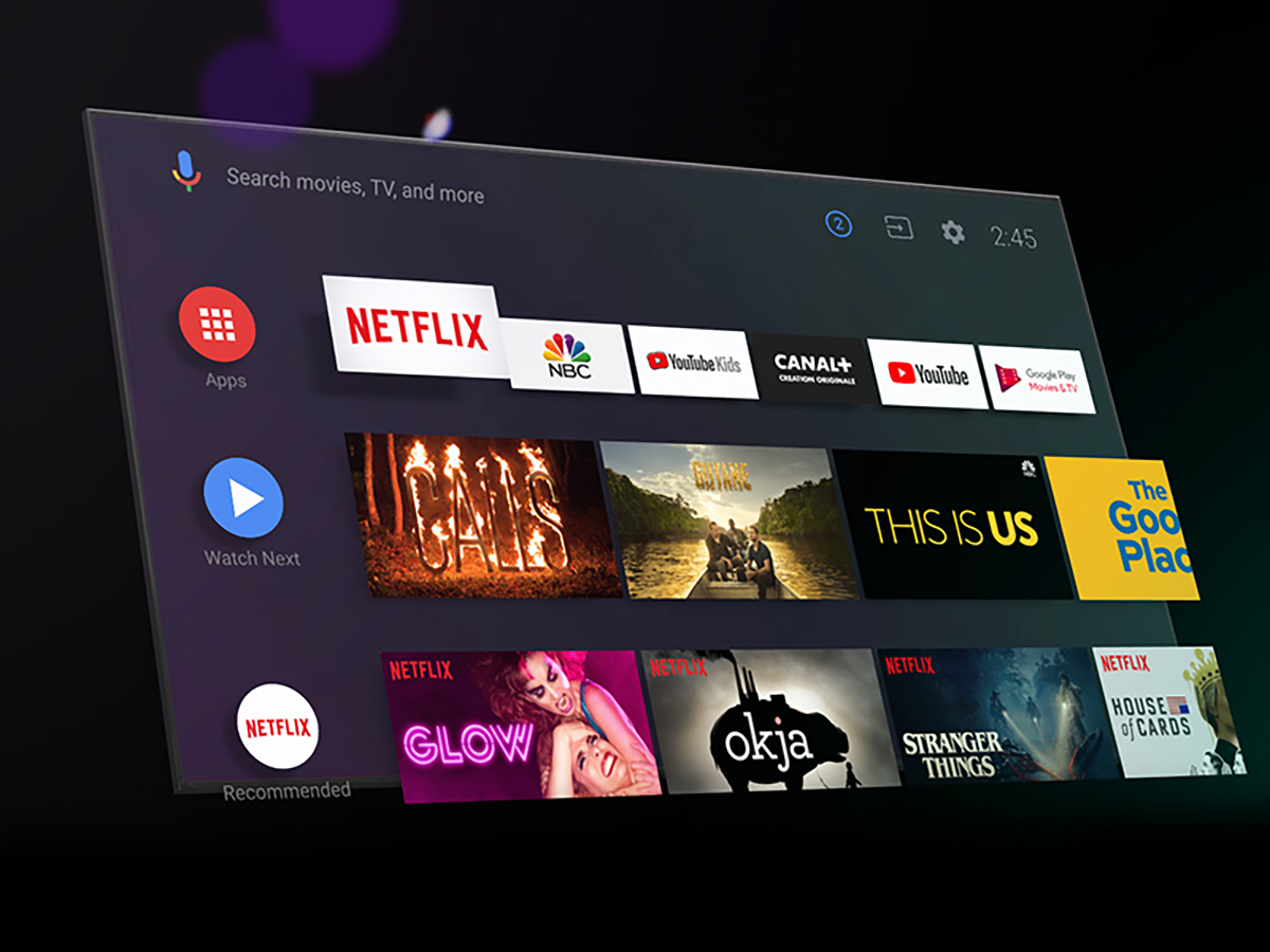 The Android TV search interface.