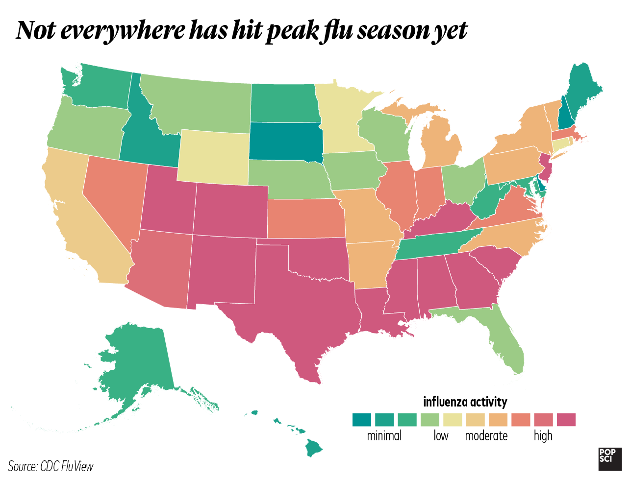 flu season 2018-19 ili map