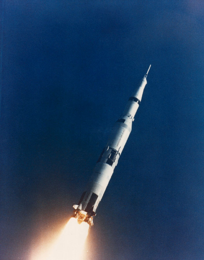 NASA's Apollo 6 rocket in flight
