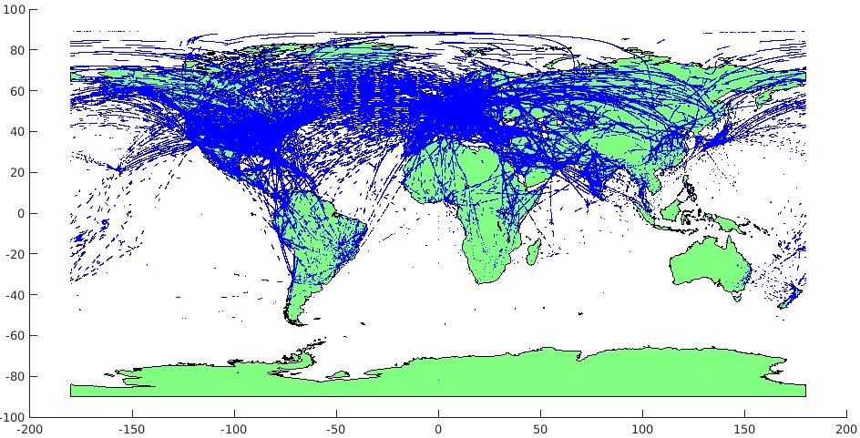 map showing plane tracks all over the globe