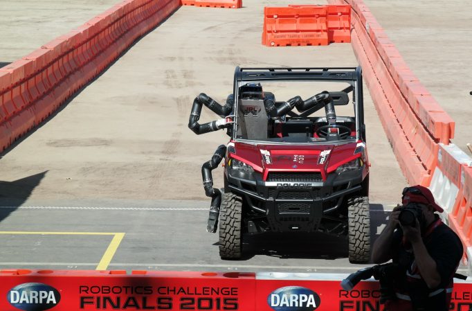 RoboSimian dismounting at the DARPA Robotics Challenge
