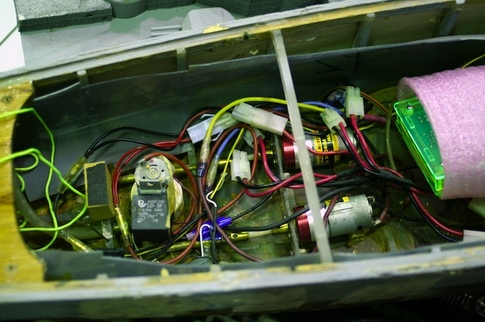 The water pump and motor inside a DIY battleship.