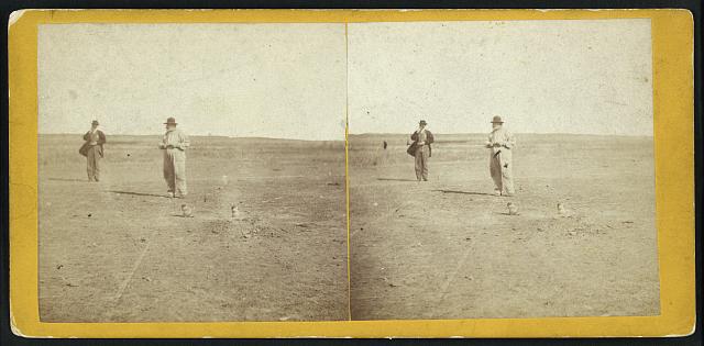 two photos of men in the prairie