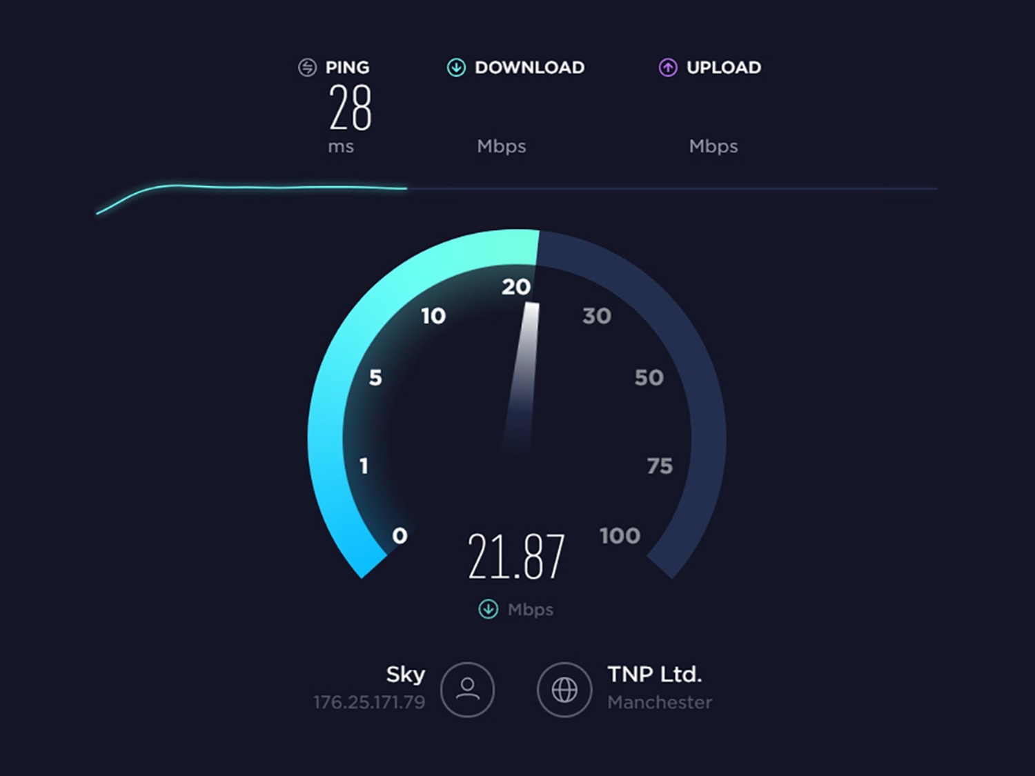 Speedtest.net's internet speed testing interface.
