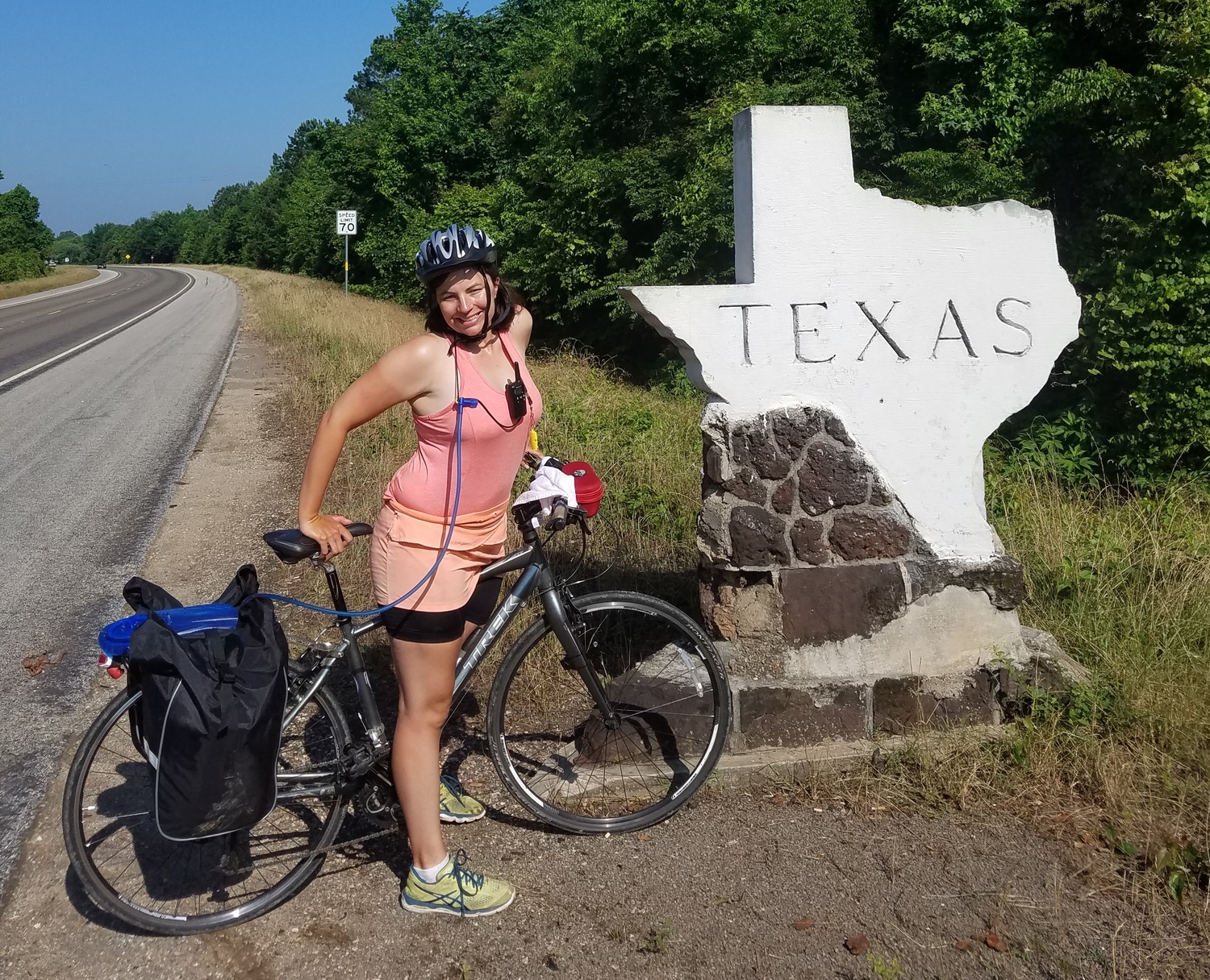 Biker by Texas state line
