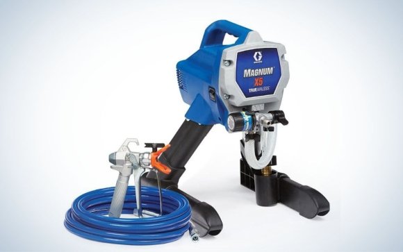Blue, airless paint spray gun