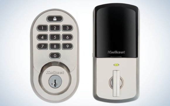 Oval, satin nickel Wi-Fi smart lock with electronic keypad