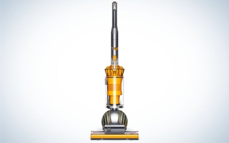 Yellow, electric corded vacuum for hardwood floors