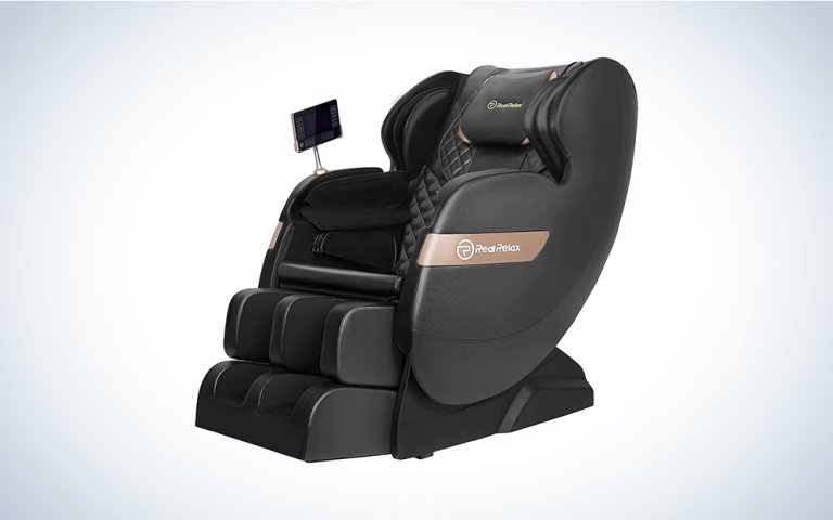 A black massage chair