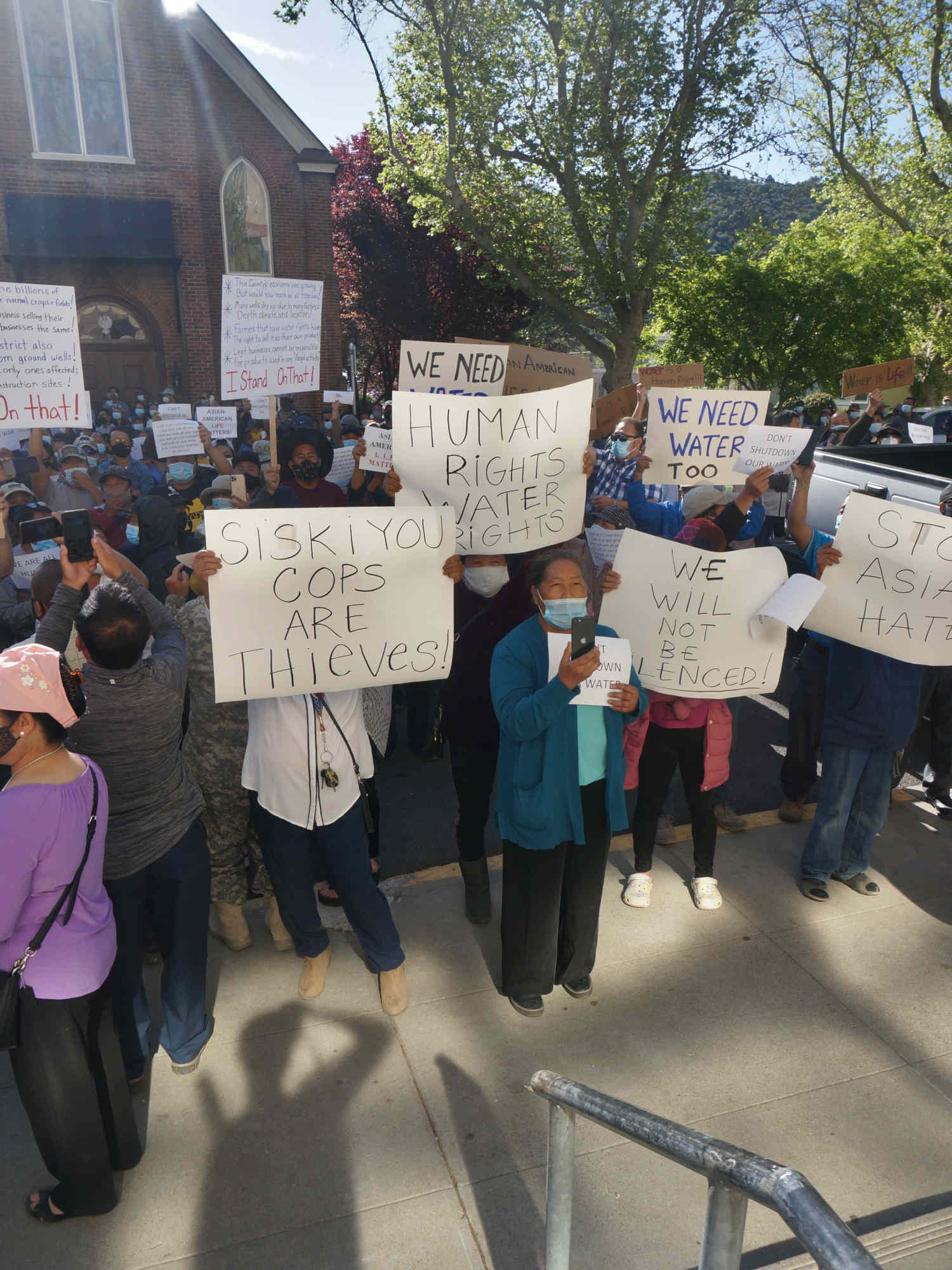 Cannabis farmers at a groundwater protest in the Shasta Valley