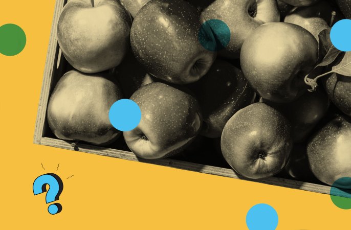 art illustration with a bushel of apples