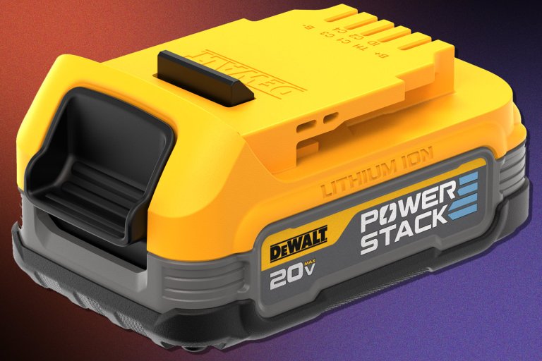 A DeWalt Powerstack 20V Max compact battery.