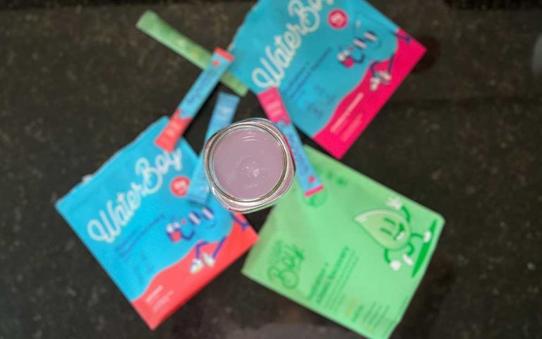 Packages of WaterBoy sitting on a counter.