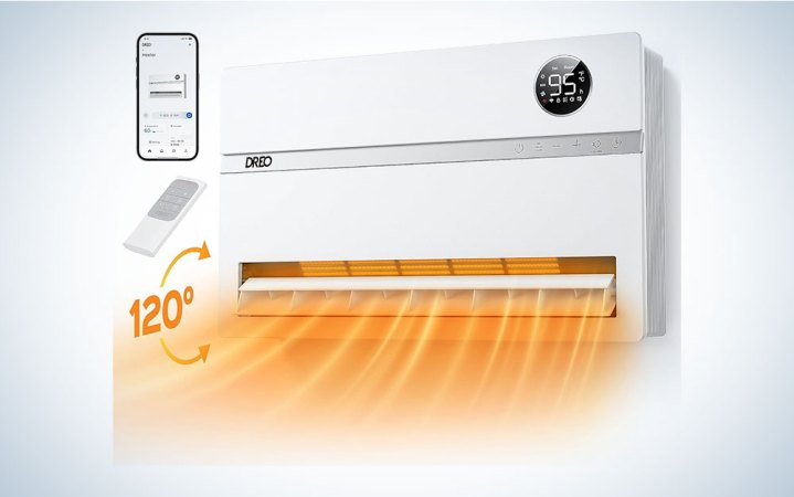 A white Dreo Smart Wall Heater on a plain background 