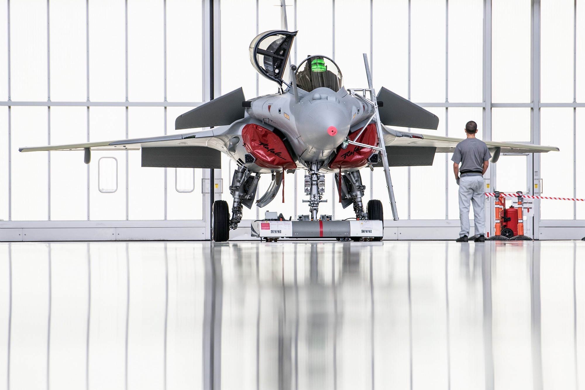 a Rafale fighter jet on the ground