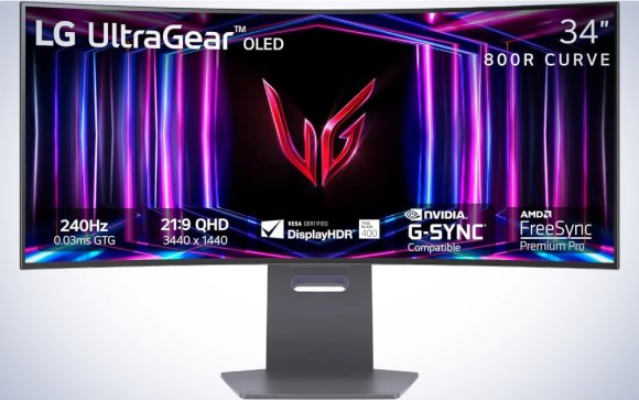 LG 34GS95QE on a plain white background.