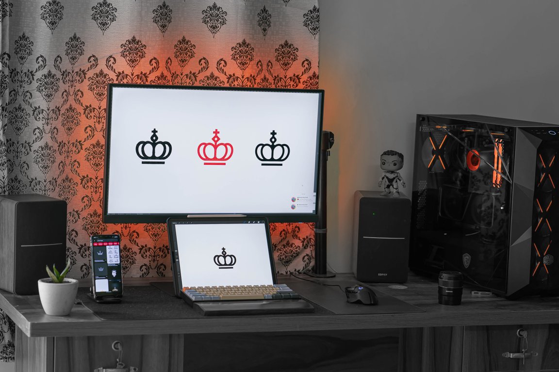 Logo displayed on multiple screens