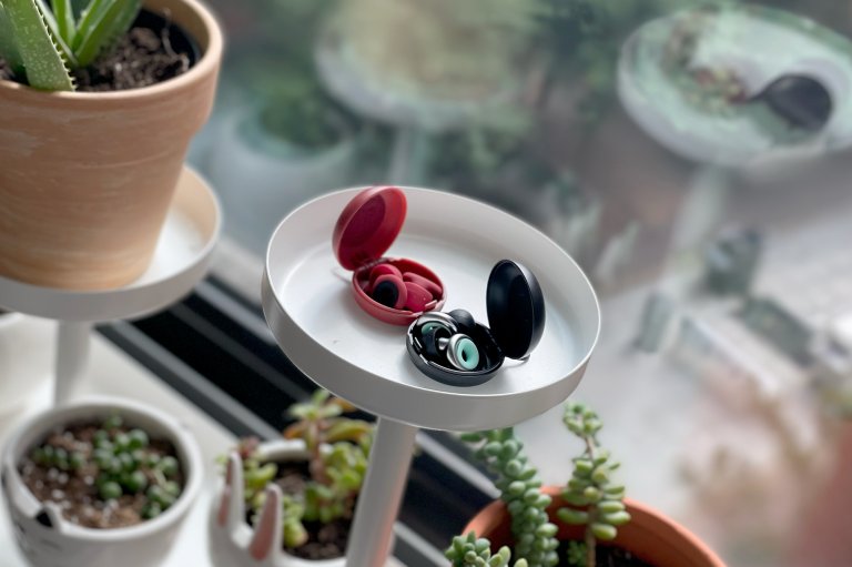 Loop earplugs on a plant riser in the window