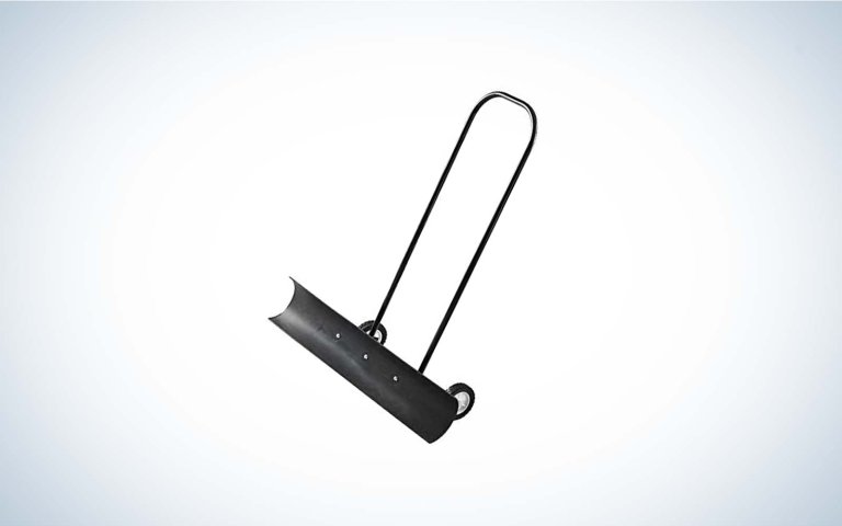 Snowcaster 70SNC 36-inch Bi-Directional Wheeled Snow Shovel on a plain background