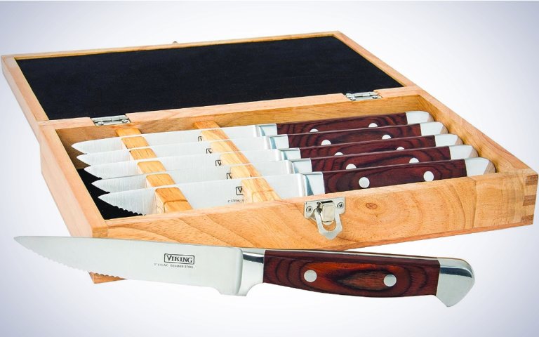 Viking Culinary German Stainless Steel Pakkawood Steak Knife Set