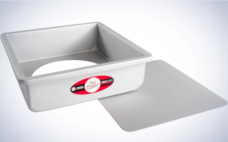 Fat Daddio's PSQCC-993 Removable Bottom Square Cake Pan on a plain white background.