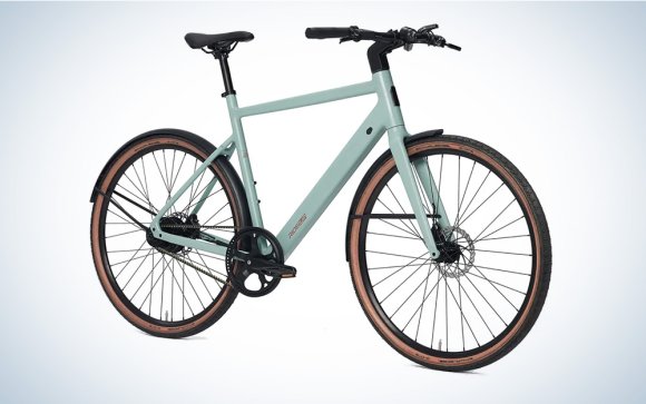 Mint-colored Ride1UP Roadster V3 best overall budget e-bike on a grey gradient