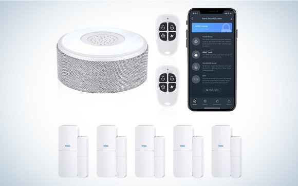 A Tolviviov smart home security system on a blue and white background