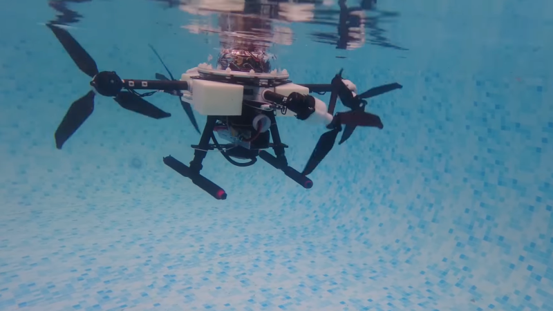 This amphibious robot can fly like a bird and swim like a fish