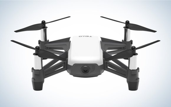 The Tello FPV drone facing forward on a plain background