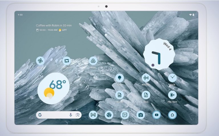 Google Pixel Tablet on a plain white background.