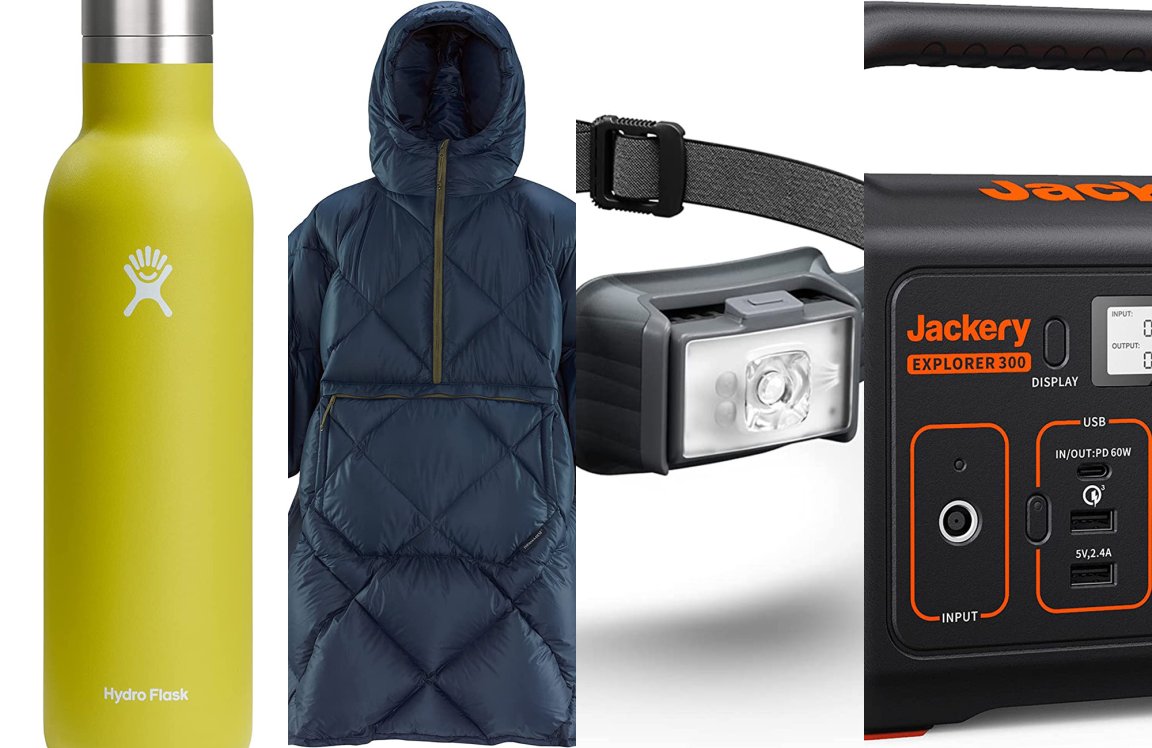 A lineup of the best grad gifts for those who love the outdoors on a white background.